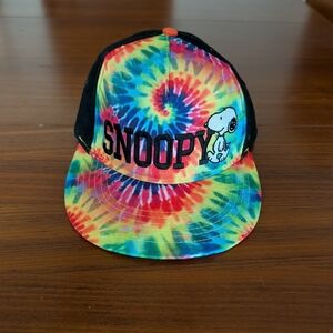 Snoopy Tie-Dye Snapback Hat Multicolor Pre Owned